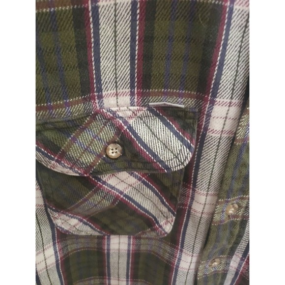 Carhartt Heavy Flannel Shirt Button Front Green & White Plaid Mens Large? - Picture 3 of 4